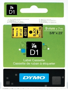 Obrázek produktu Páska do štítkovače Dymo 40918 žlutá/černá 9mm/7m S0720730 0