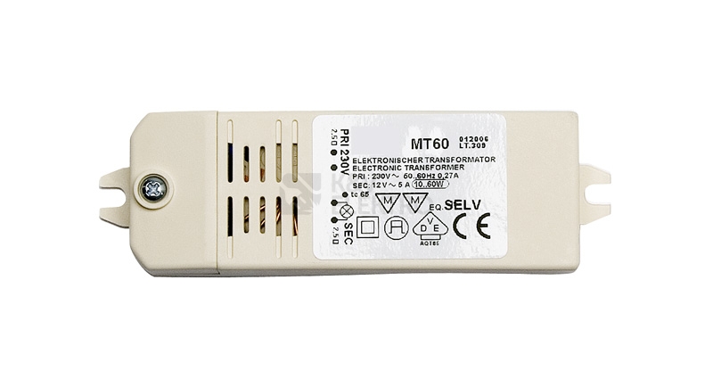 Obrázek produktu Elektronický transformátor QLT MT60 20-60W 12VAC IP40 0