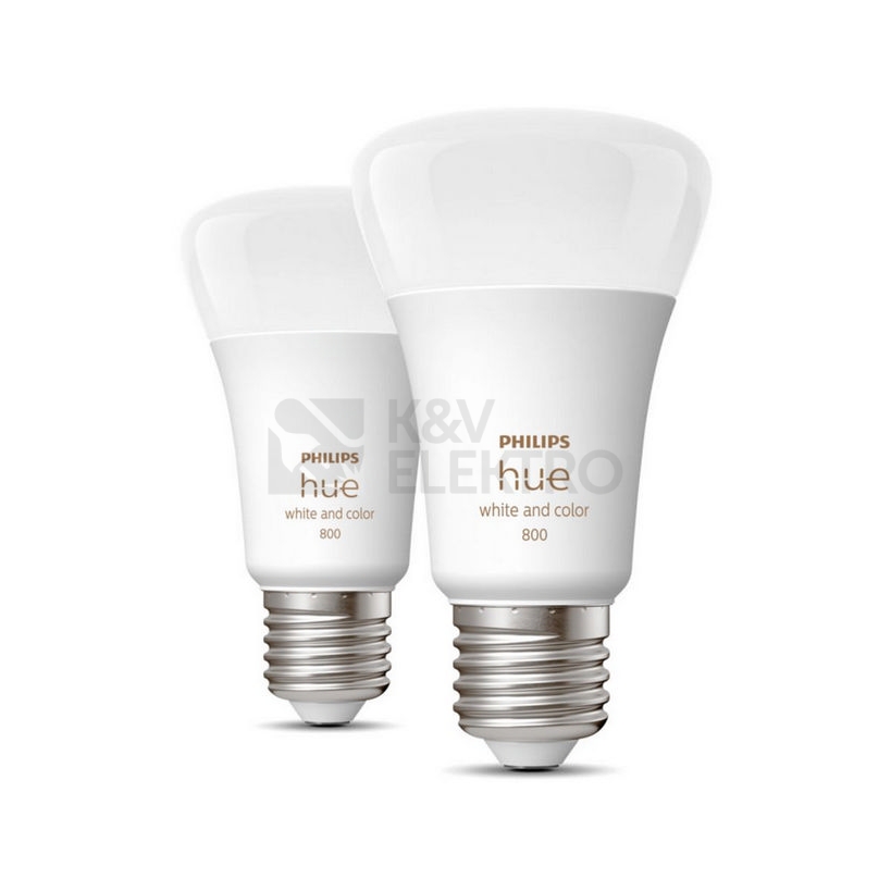 Obrázek produktu LED žárovka E27 Philips Hue 2ks 6,5W (60W) White and Color Ambiance (2000-6500K/RGB) stmívatelná 1